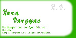 nora vargyas business card